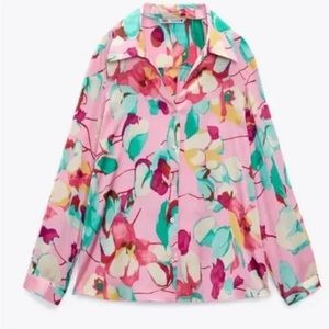 Zara Pink Floral Blouse